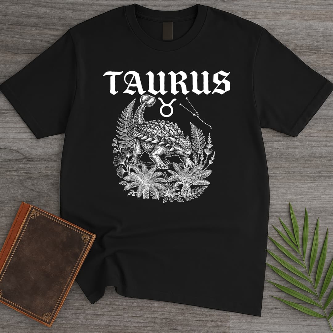 T-Shirt Black / S Horoscope Taurus Ankylosaurus T-Shirt
