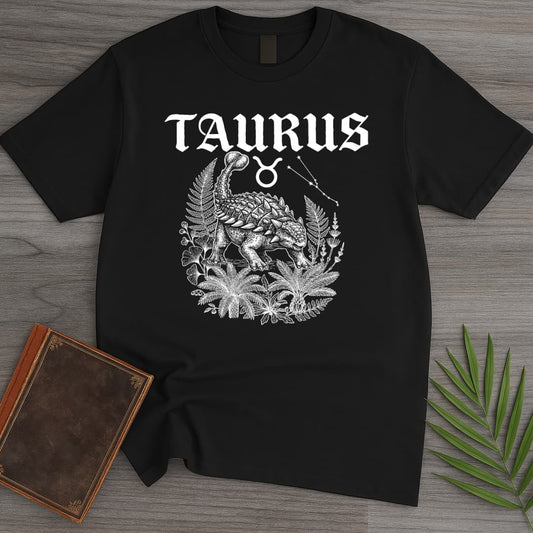 T-Shirt Black / S Horoscope Taurus Ankylosaurus T-Shirt