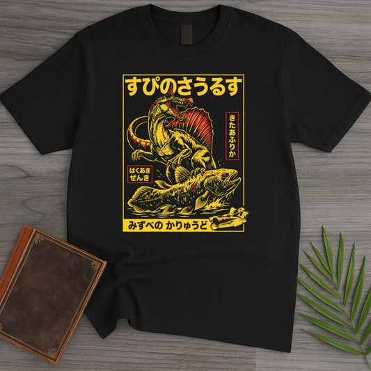 T-Shirt Black / S Japanese Spinosaurus Mirabilis Poster T-Shirt