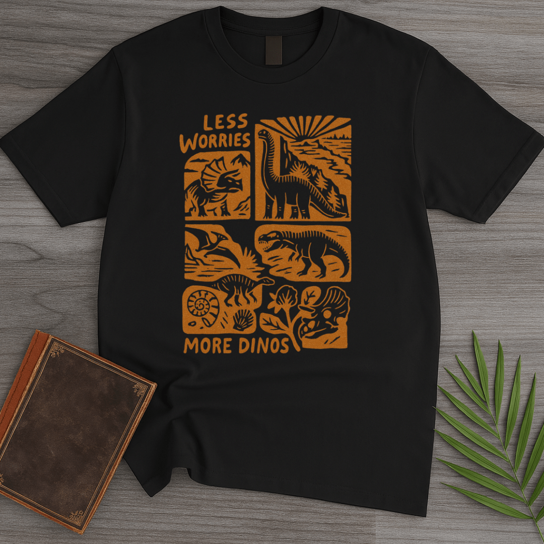 T-Shirt Black / S Less Worries More Dinos T-Shirt