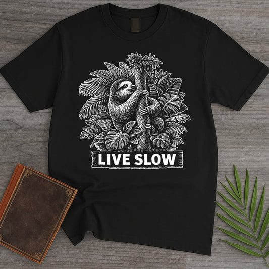 T-Shirt Black / S Live Slow Sloth T-Shirt