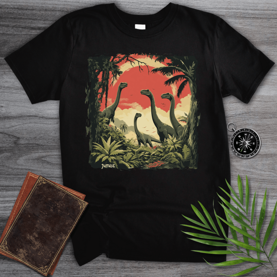 T-Shirt Black / S Longneck Dinosaur Jurassic Family T-Shirt