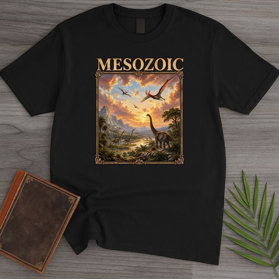 T-Shirt Black / S Mesozoic Dinosaur Landscape T-Shirt