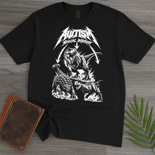 T-Shirt Black / S Metal Autism Dinosaur T-Shirt