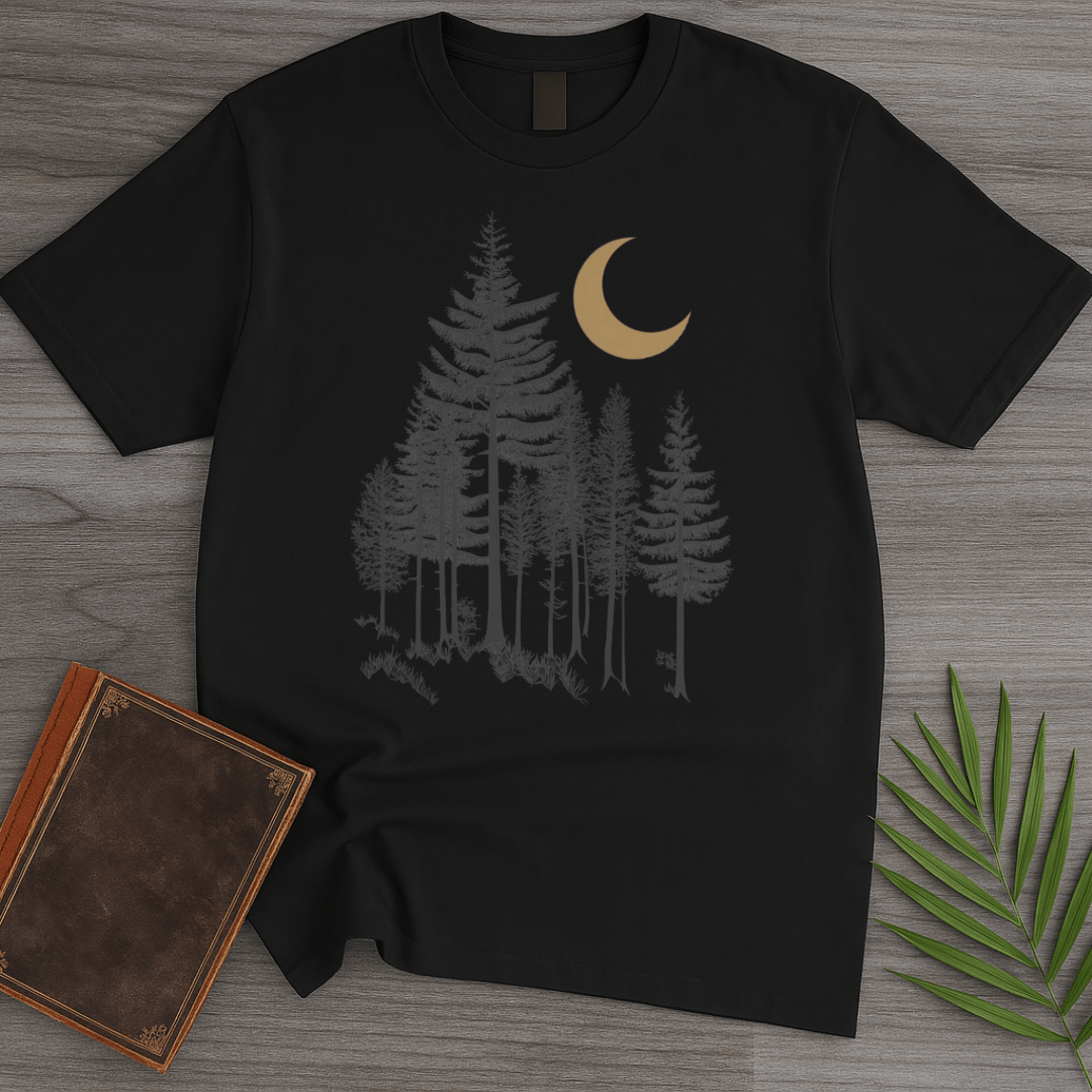 T-Shirt Black / S Midnight Pine Moon Forest T-Shirt