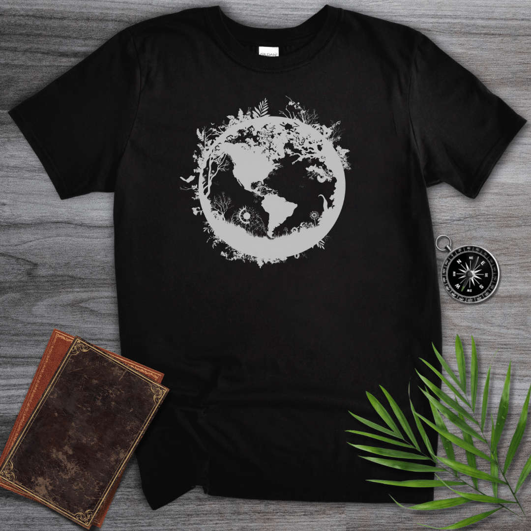 T-Shirt Black / S Minimalist Black and White Earth Graphic T-Shirt