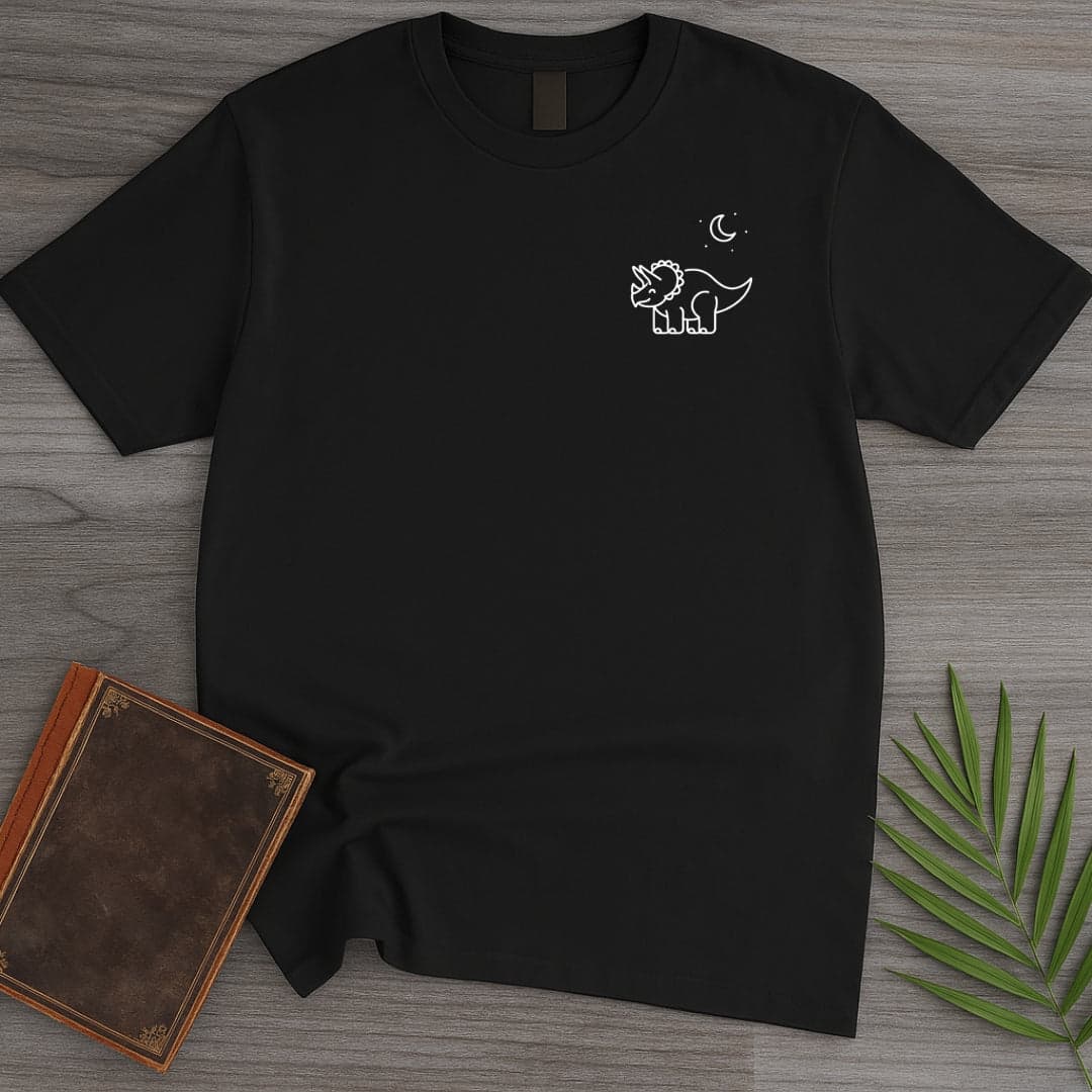 T-Shirt Black / S Minimalist Crescent Moon Triceratops T-Shirt