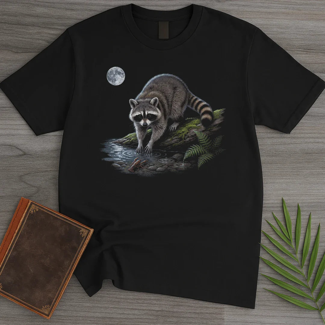 T-Shirt Black / S Moonlit Creek Raccoon T-Shirt