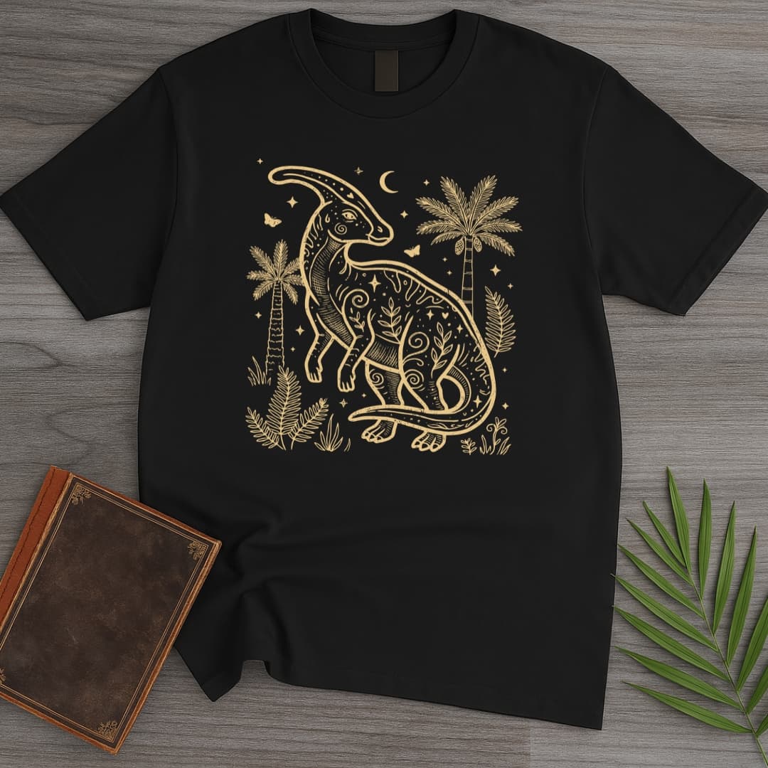 T-Shirt Black / S Moonlit Parasaurolophus T-Shirt