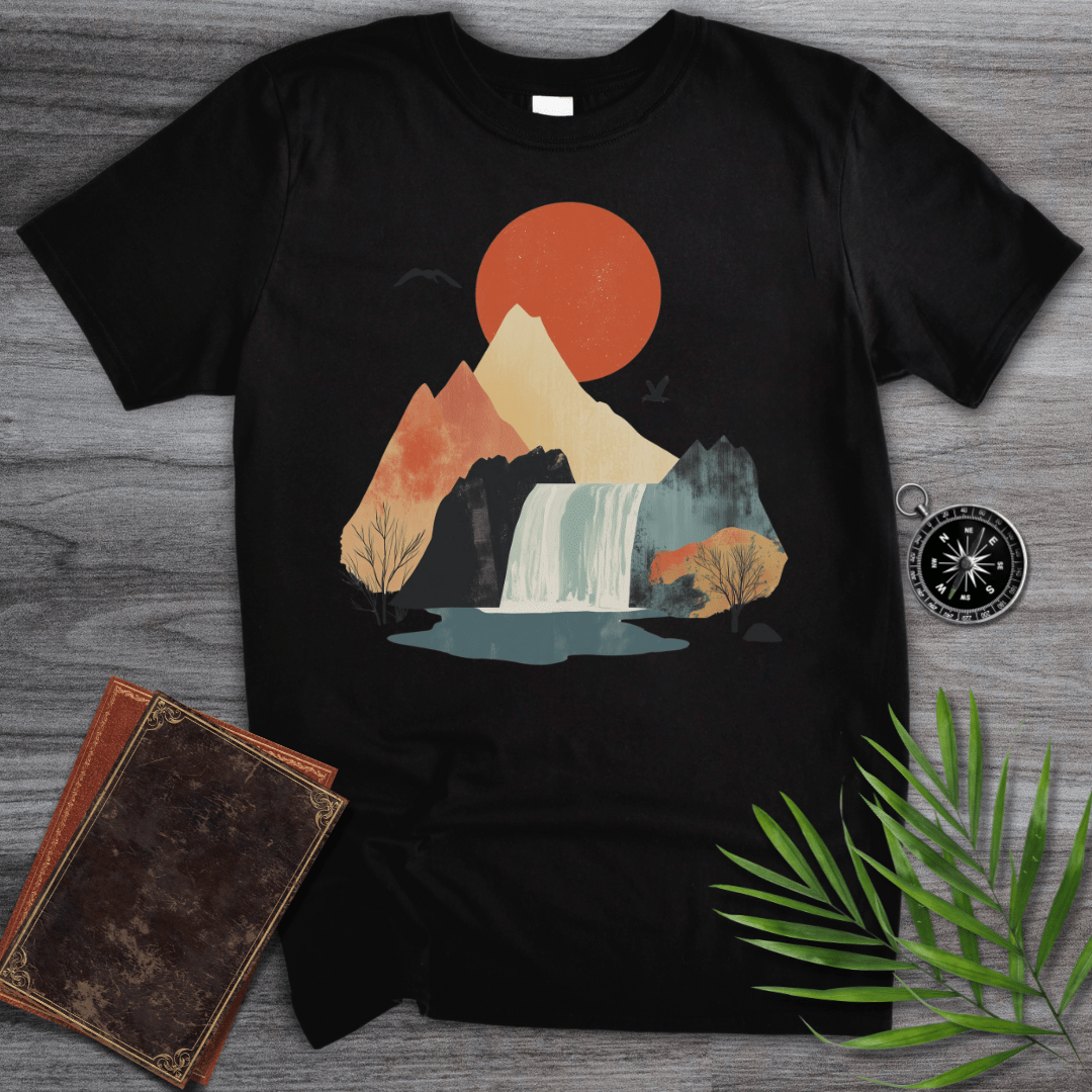 T-Shirt Black / S Mountain Waterfall Serenity T-Shirt