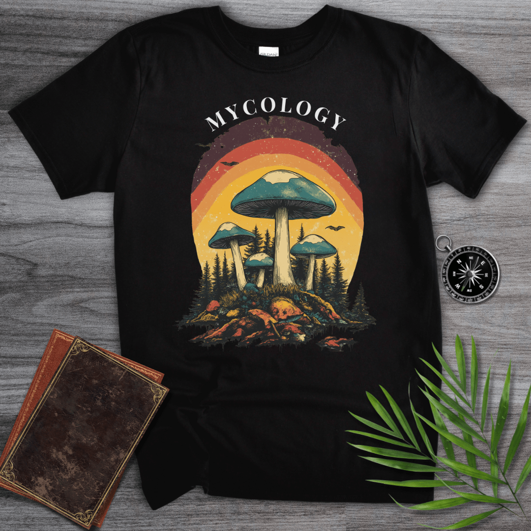 T-Shirt Black / S MYCOLOGY: Blue Mushroom Forest T-Shirt