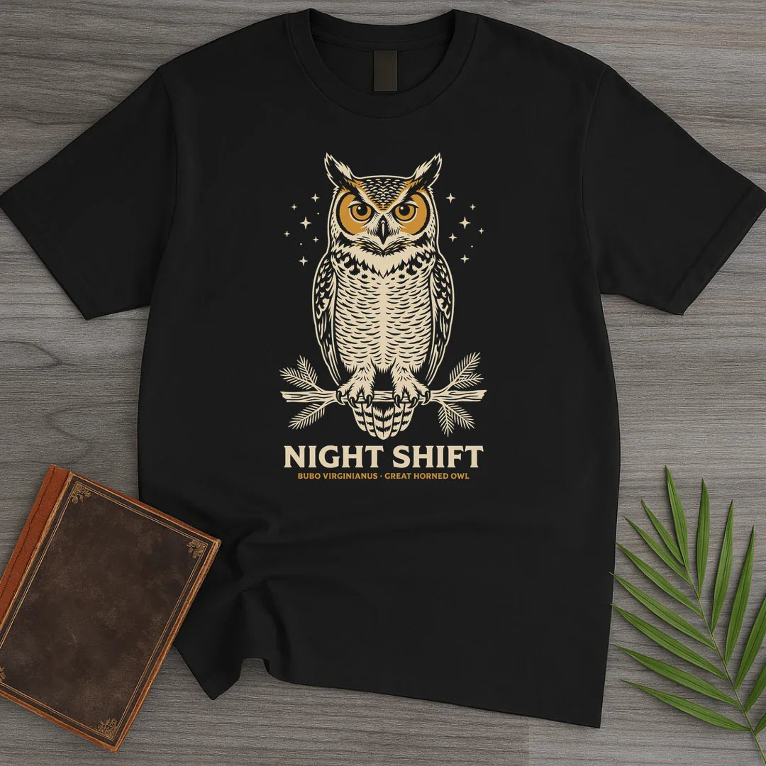 T-Shirt Black / S Night Shift Horned Owl T-Shirt