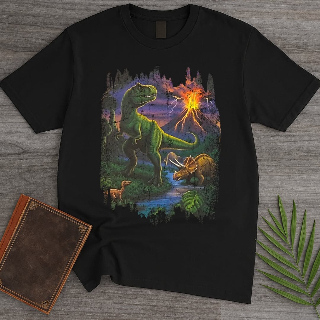 T-Shirt Black / S Nostalgic 90's Volcanic Dino T-Shirt