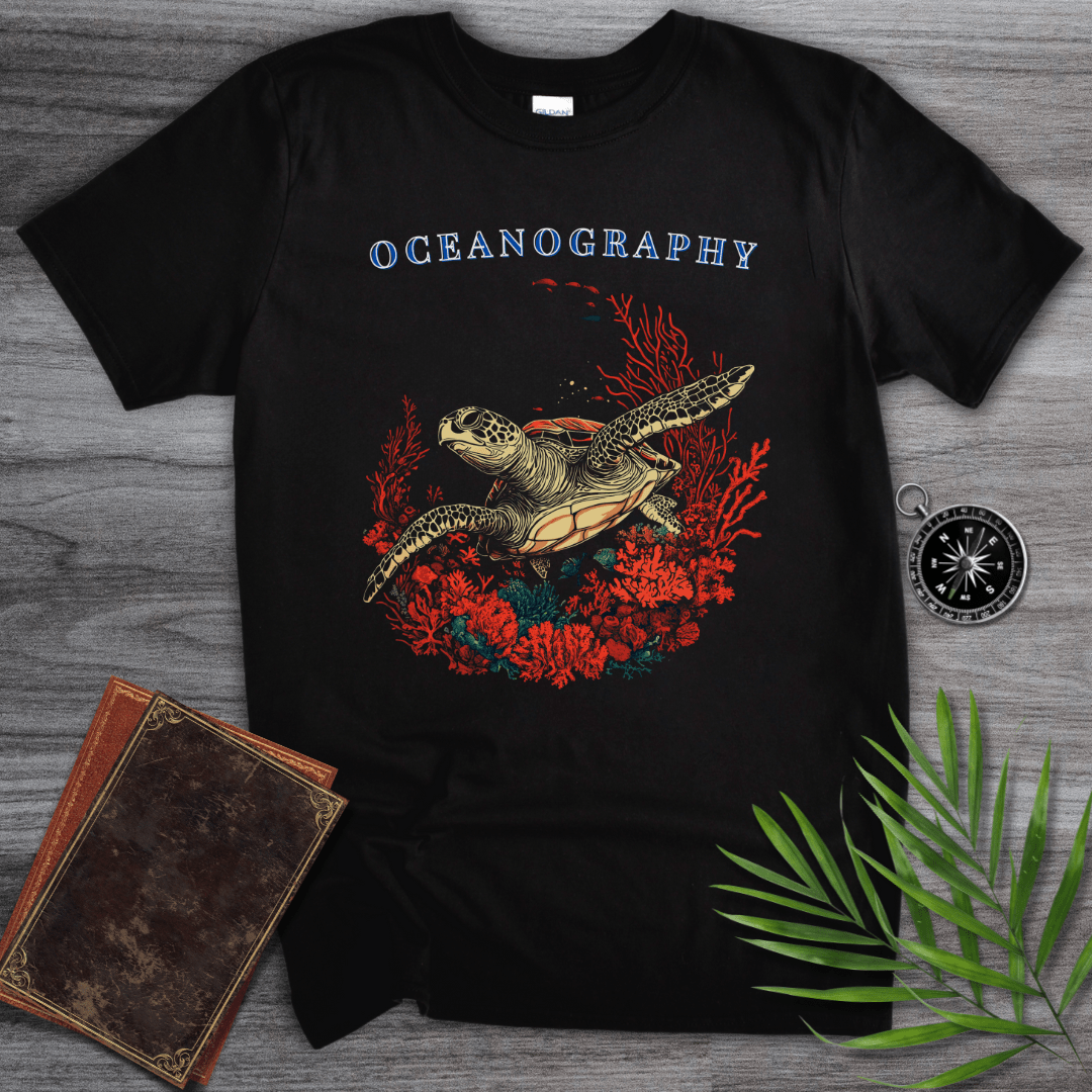 T-Shirt Black / S Oceanography Coral Turtle T-Shirt