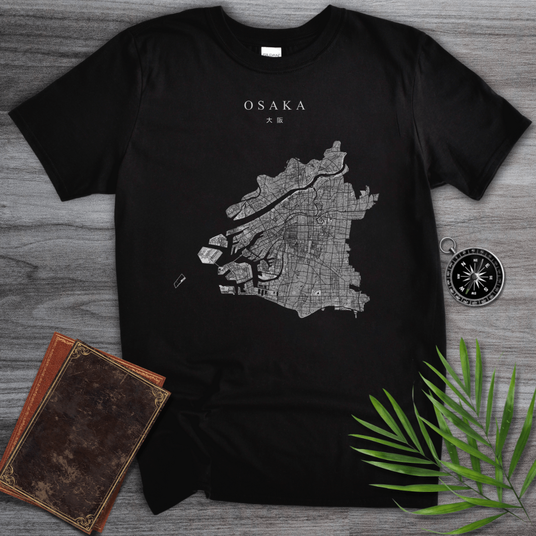 T-Shirt Black / S Osaka, Japan Map T-Shirt