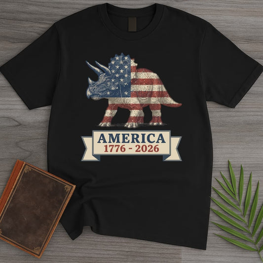 T-Shirt Black / S Patriotic Triceratops Americas 250th T-Shirt