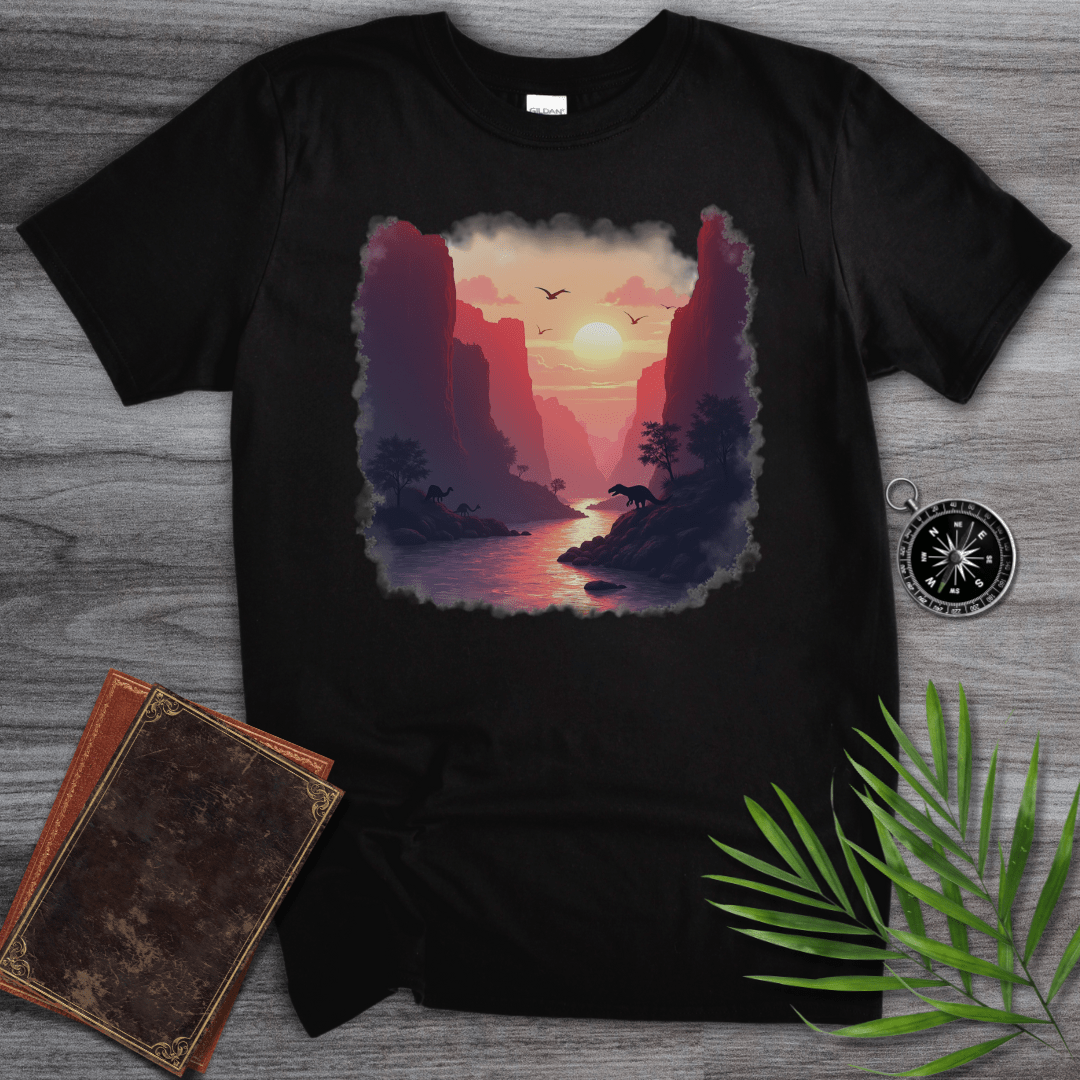 T-Shirt Black / S Prehistoric Geologic Valley Graphic T-Shirt