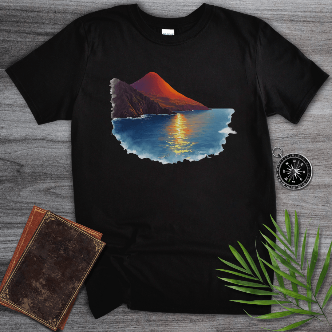 T-Shirt Black / S Prehistoric Ocean & Volcanic Landscape T-Shirt