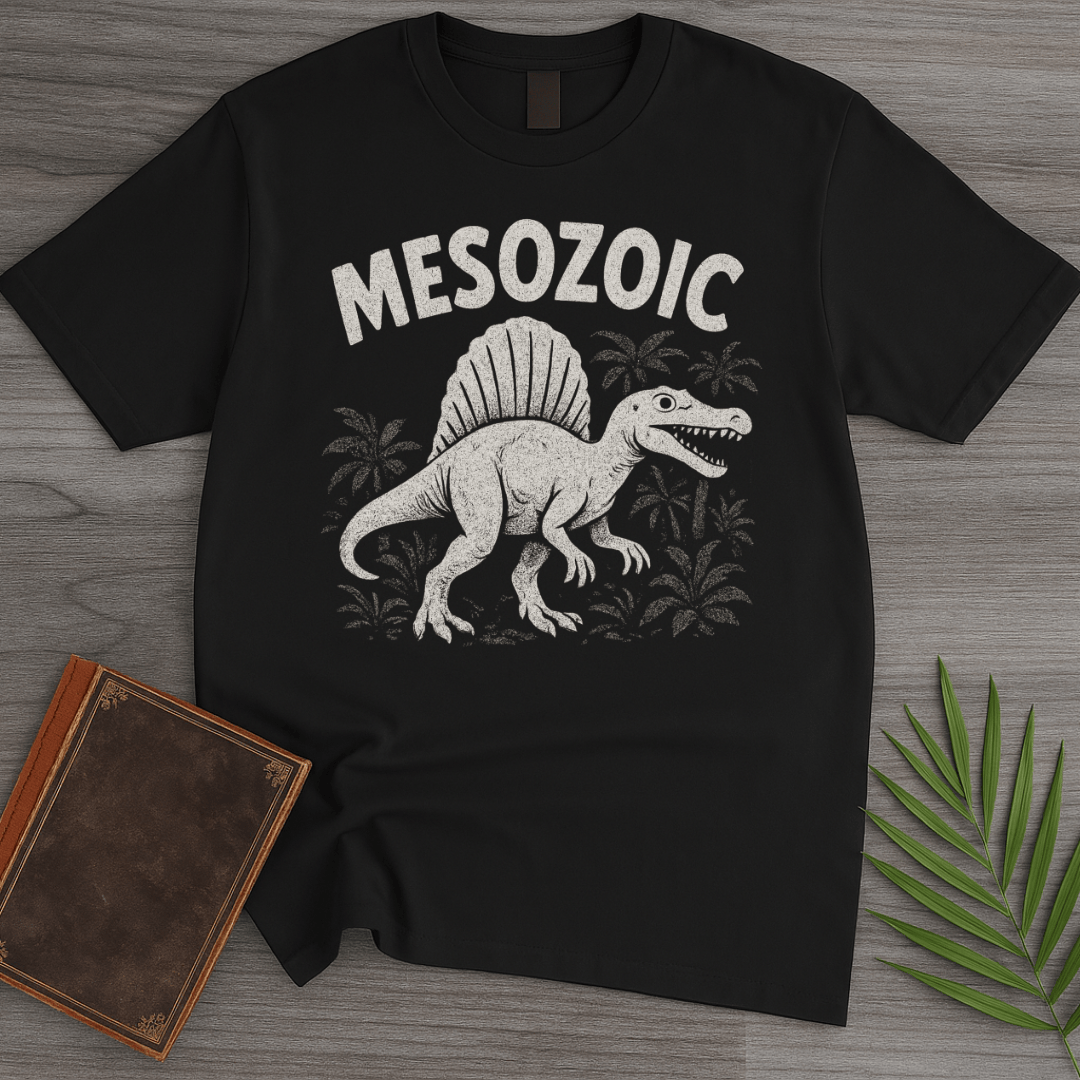 T-Shirt Black / S Retro Mesozoic Spinosaurus Cartoon T-Shirt