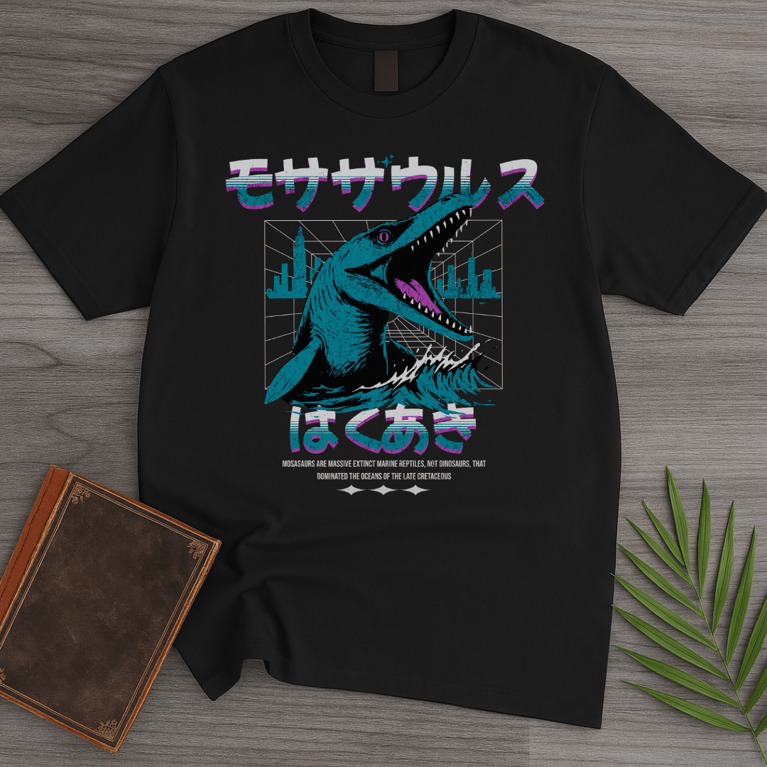 T-Shirt Black / S Retro Wave 90's Mosasaurus T-Shirt