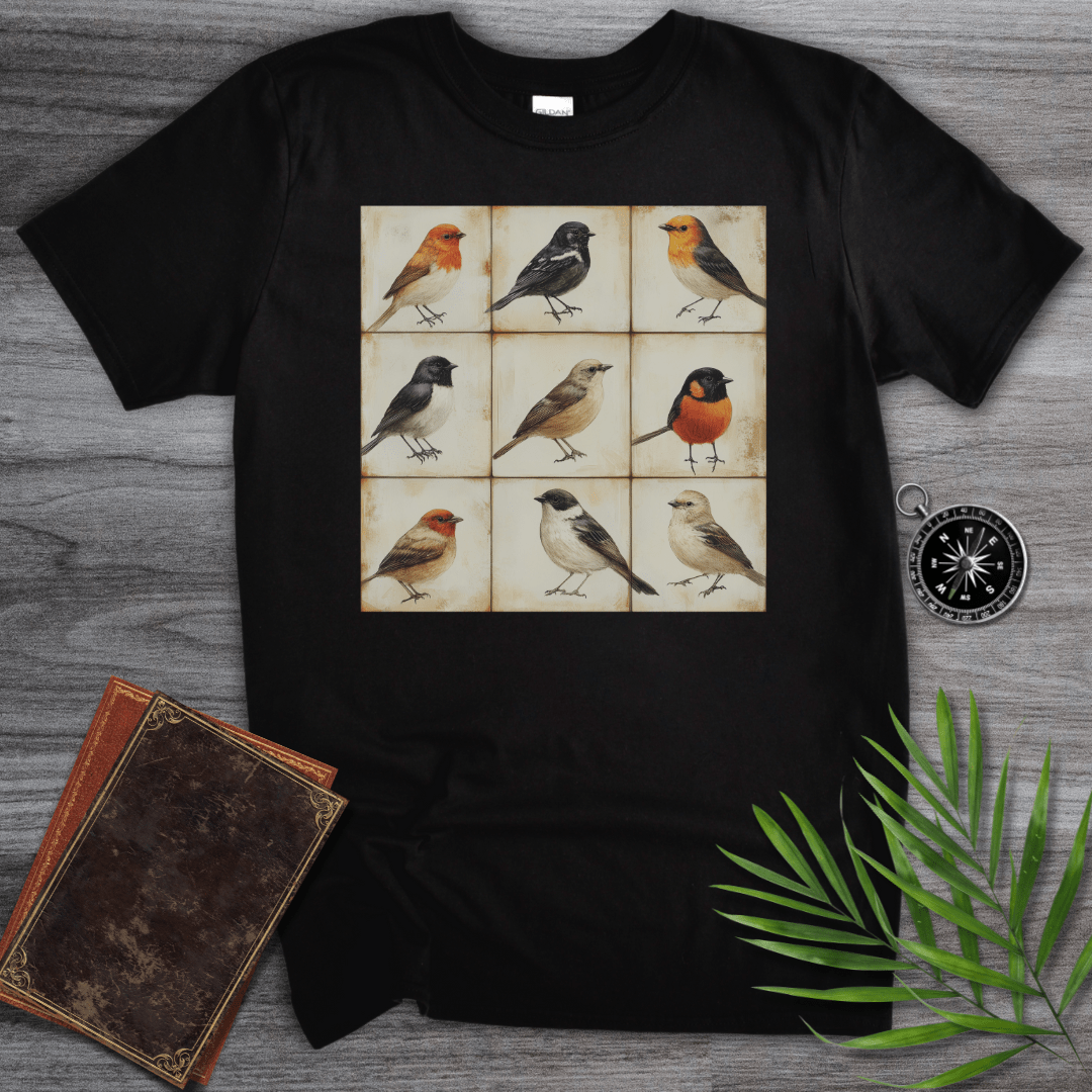 T-Shirt Black / S Simple Bird Species Grid T-Shirt