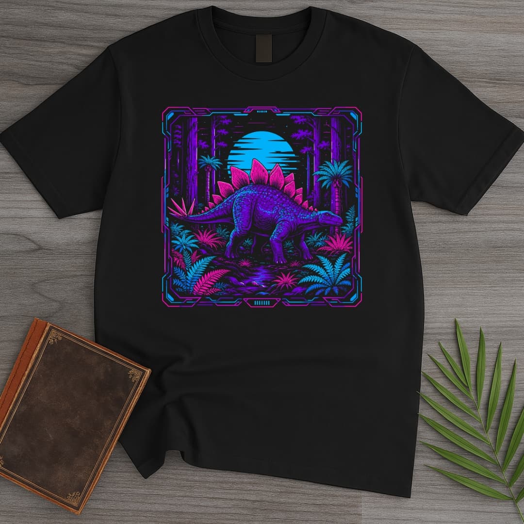 T-Shirt Black / S Stegosaurus Cyber Time T-Shirt