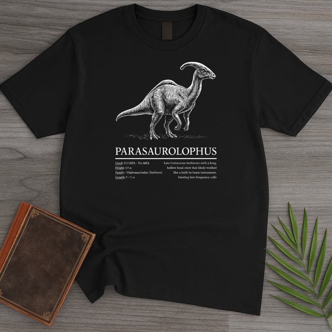 T-Shirt Black / S The Duck-Billed Parasaurolophus T-Shirt