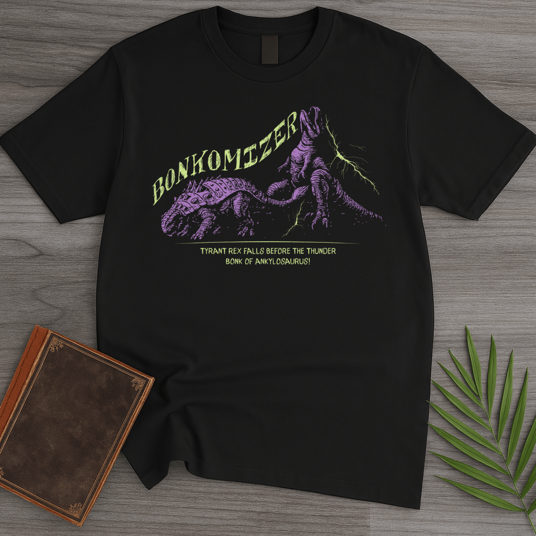 T-Shirt Black / S Thunder Bonkomizer: Ankylosaurus vs T.Rex T-Shirt