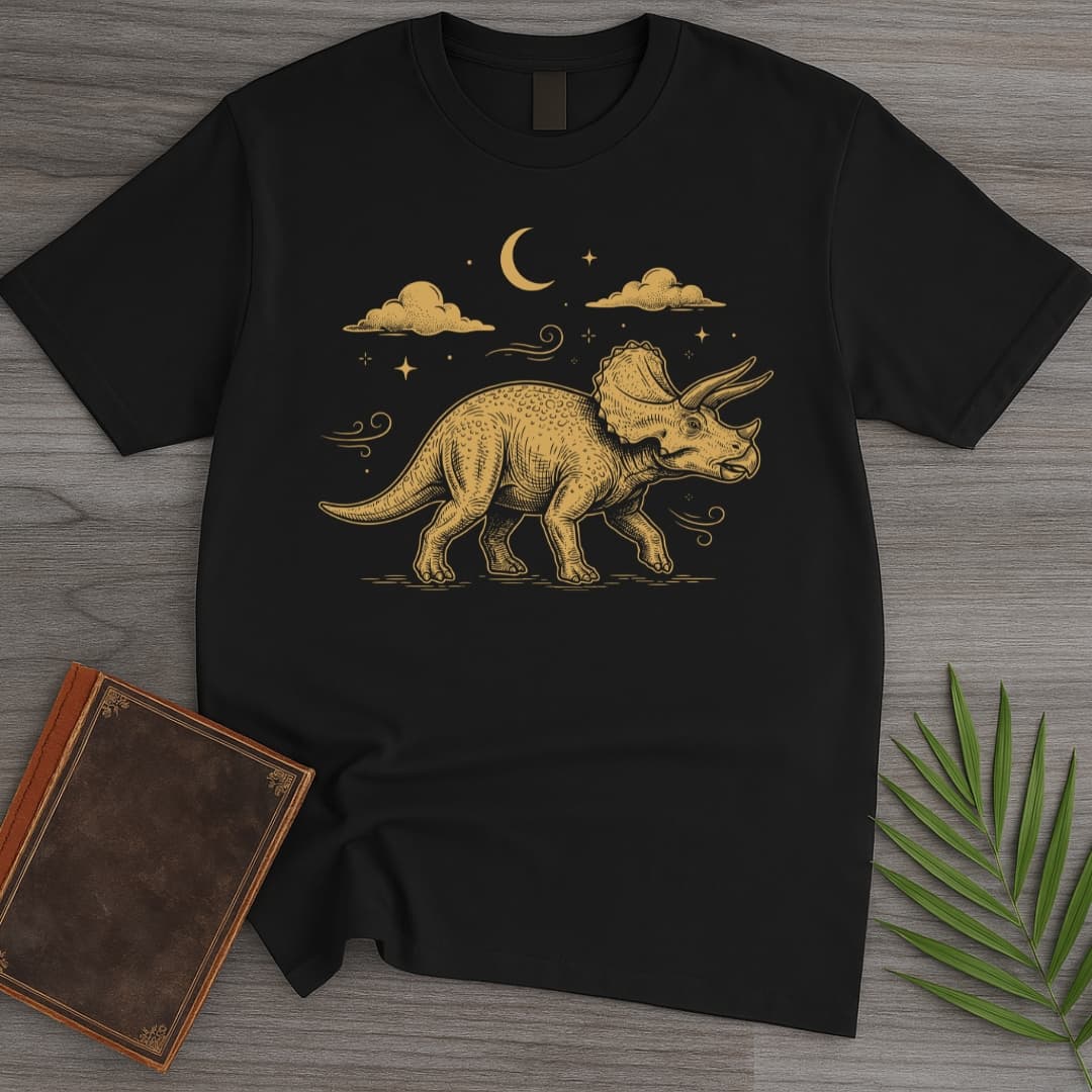 T-Shirt Black / S Triceratops Old Stars T-Shirt
