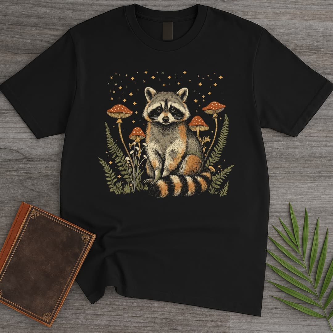T-Shirt Black / S Twilight Toadstool Raccoon T-Shirt