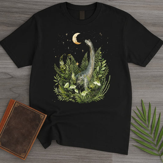 T-Shirt Black / S Vintage Brachiosaurus Moon Garden T-Shirt