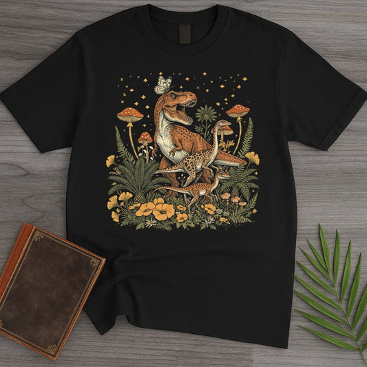 T-Shirt Black / S Vintage Cottagecore Dino's T-Shirt