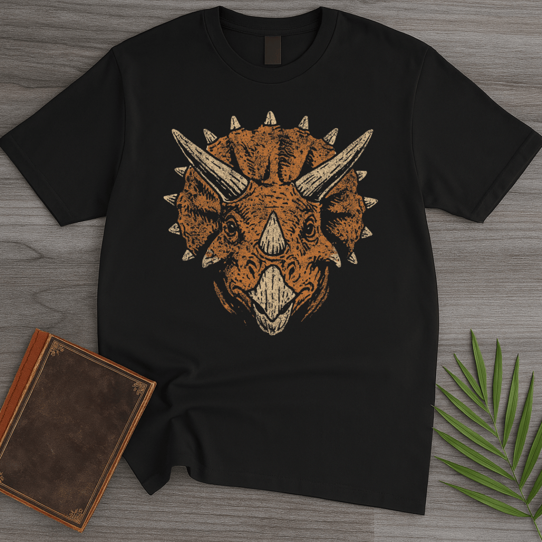 T-Shirt Black / S Vintage Cretaceous Triceratops Charge T-Shirt