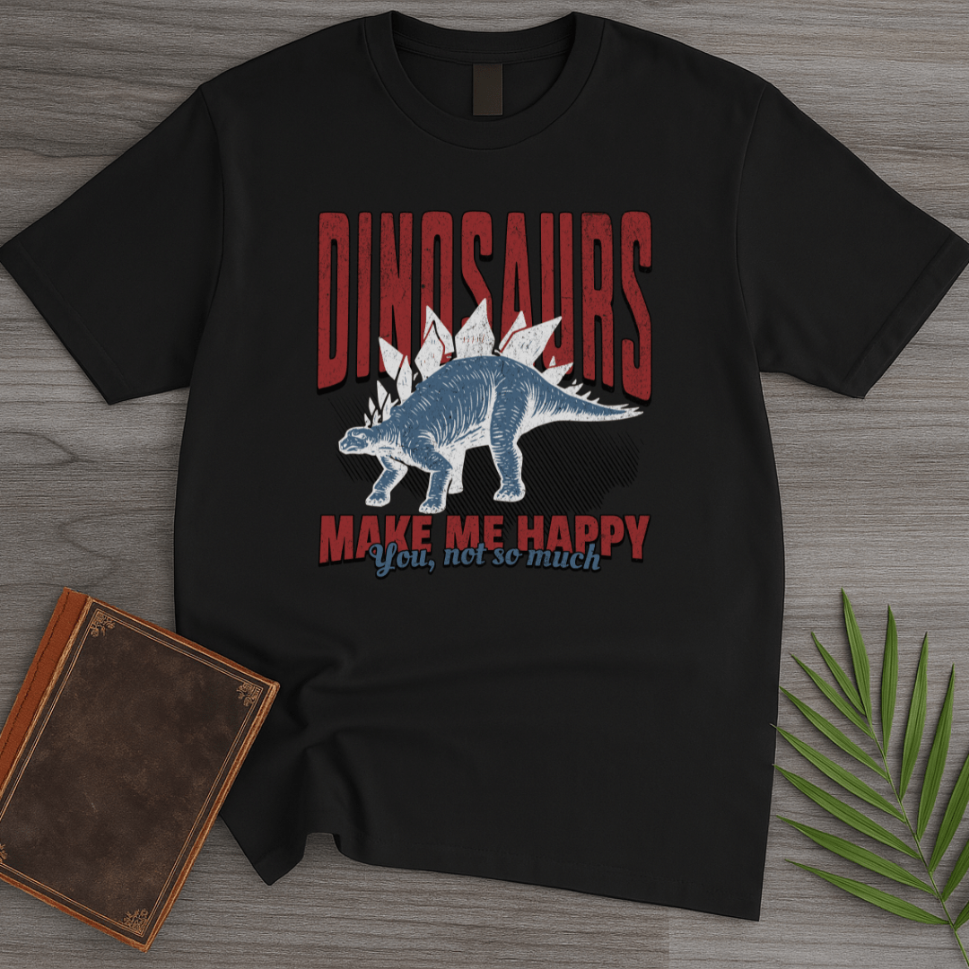 T-Shirt Black / S Vintage Dinosaurs Make Me Happy T-Shirt