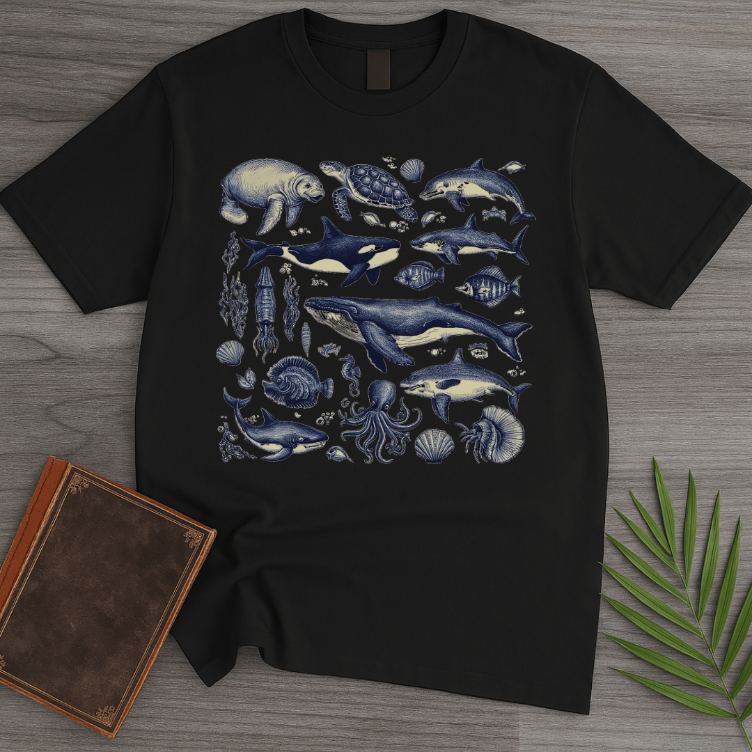 T-Shirt Black / S Vintage Marine Life T-Shirt