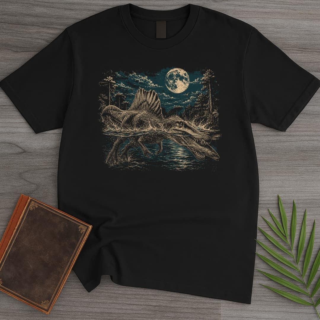 T-Shirt Black / S Vintage Spinosaurus Night Hunt T-Shirt