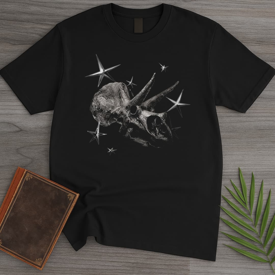T-Shirt Black / S Vintage Y2K Triceratops Skull T-Shirt