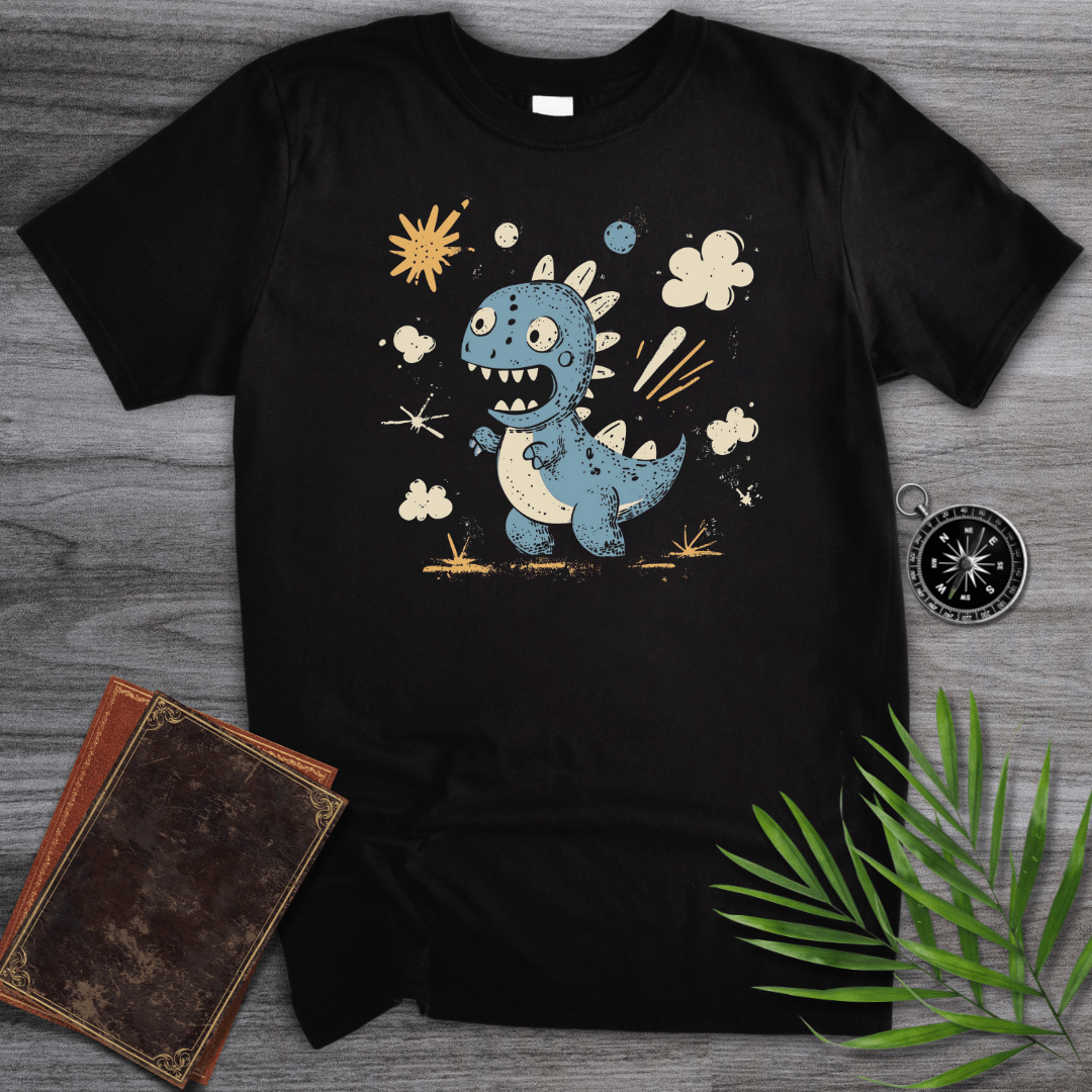 T-Shirt Black / S Whimsical Roaring Dinosaur T-Shirt