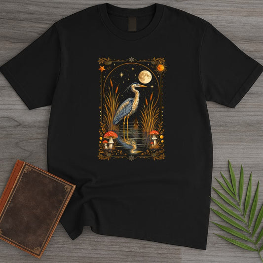 T-Shirt Black / S Woodland Heron Card T-Shirt