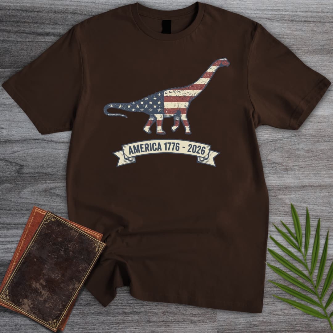 T-Shirt Dark Chocolate / S American Flag Brachiosaurus Americas 250th T-Shirt