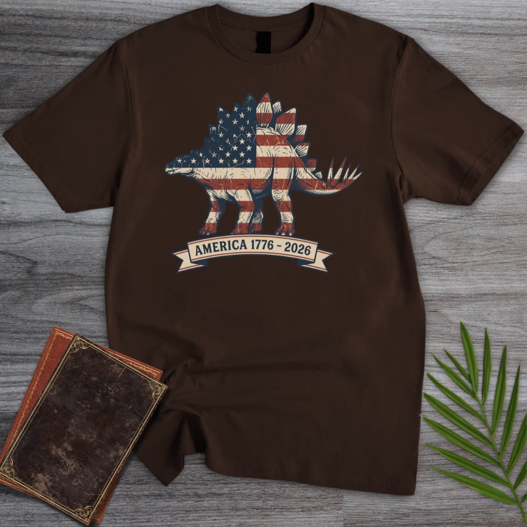 T-Shirt Dark Chocolate / S Americas 250th Heritage Plate Stegosaurus T-Shirt