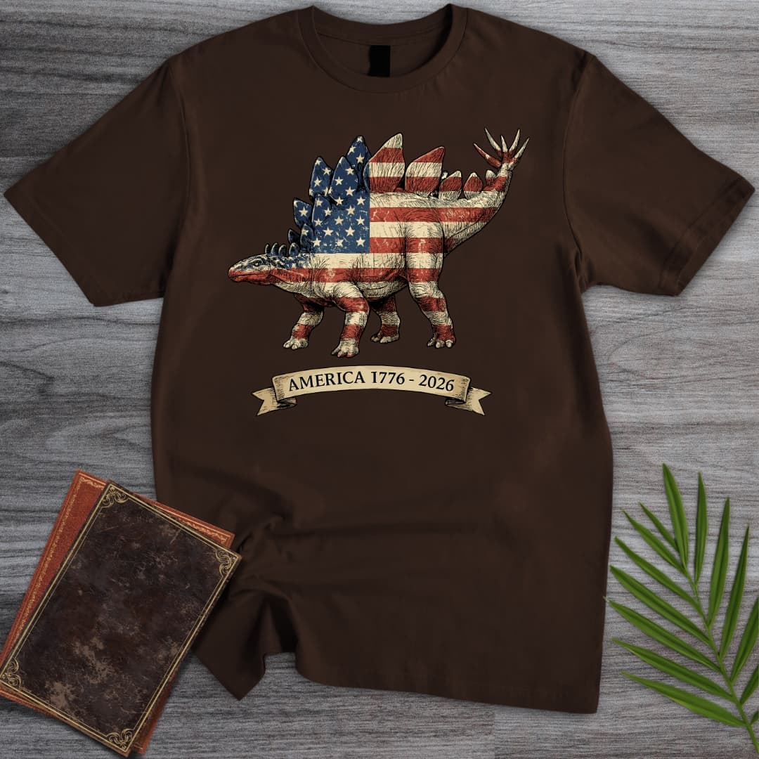 T-Shirt Dark Chocolate / S Americas 250Th Spangled Spiketail Stegosaurus T-Shirt