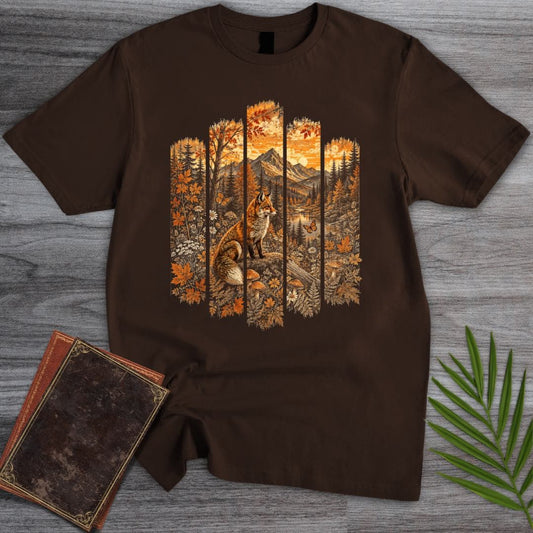 T-Shirt Dark Chocolate / S Autumn Cottagecore Fox T-Shirt