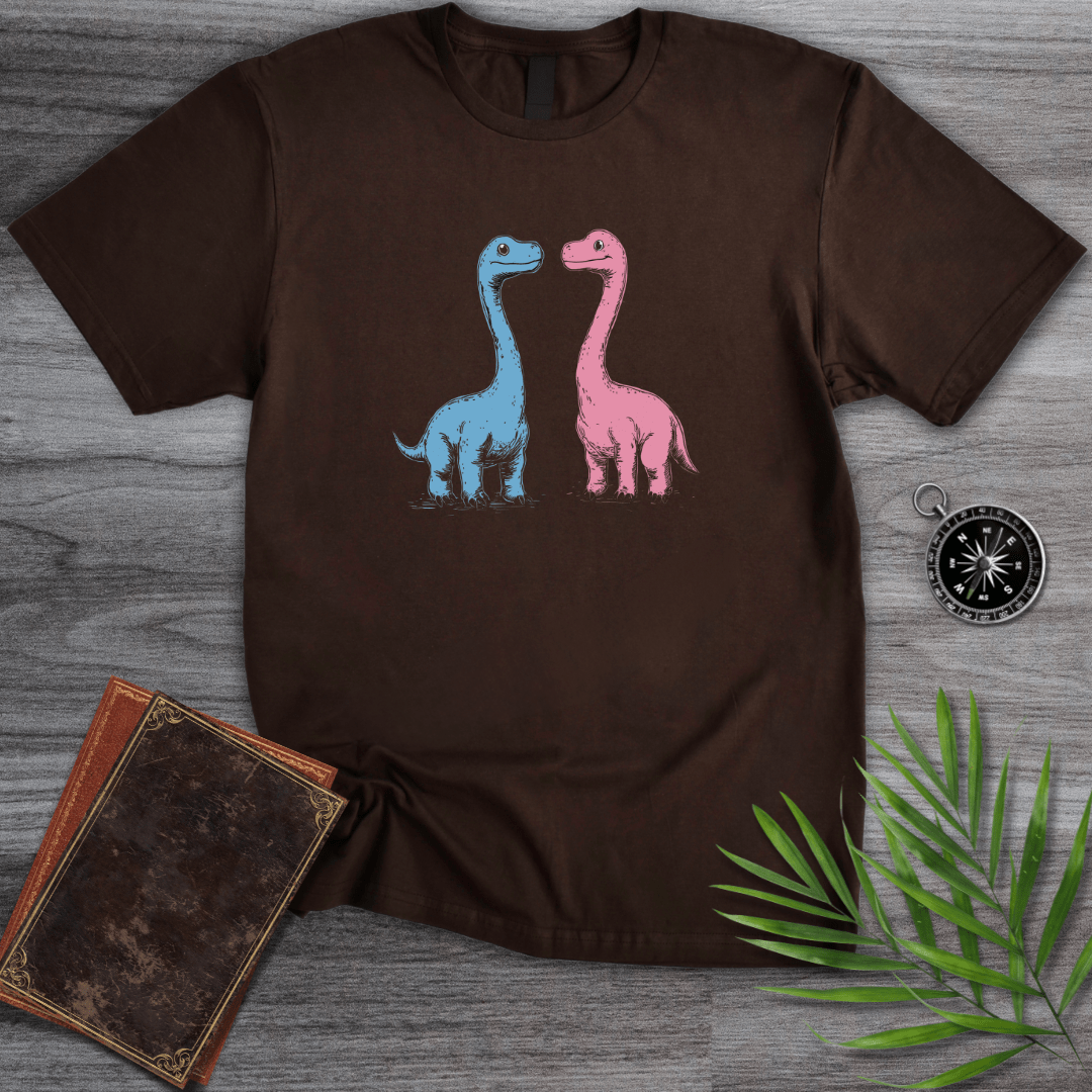 T-Shirt Dark Chocolate / S Blue & Pink Long Neck Dinosaur T-Shirt