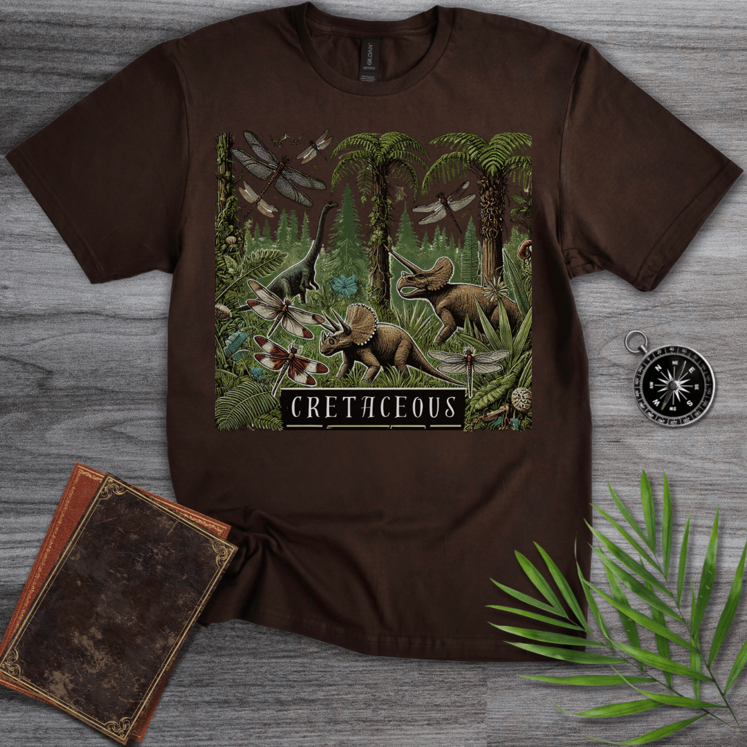 T-Shirt Dark Chocolate / S Cretaceous Environmental: Triceratops and Bugs T-Shirt