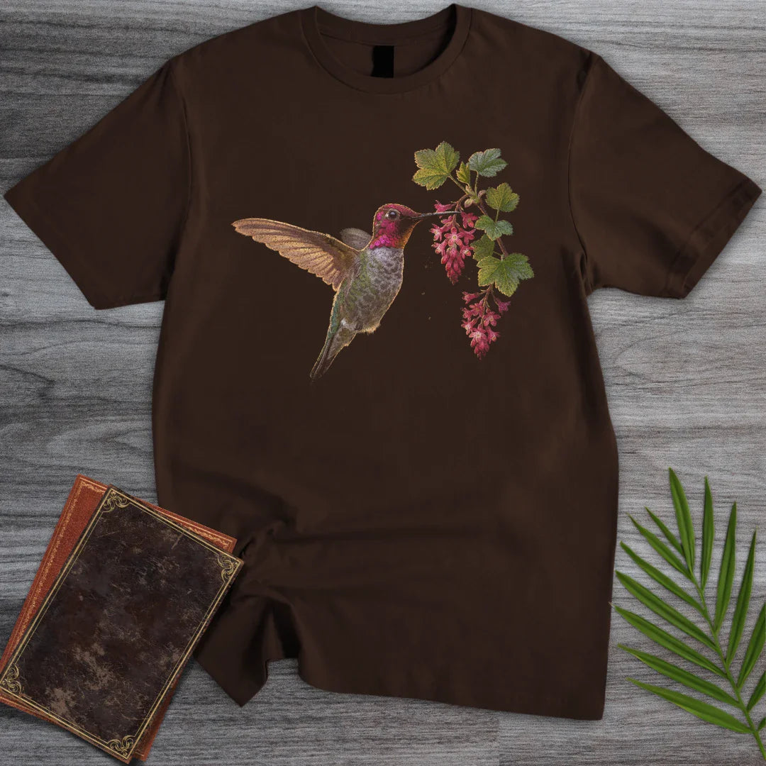 T-Shirt Dark Chocolate / S Currant Blossom Hummingbird T-Shirt