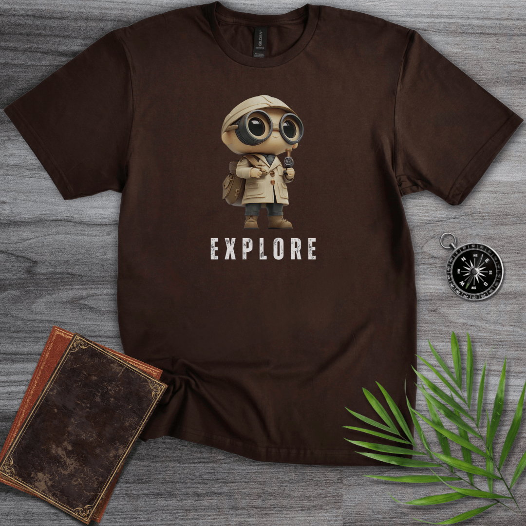 T-Shirt Dark Chocolate / S Cute Exploration Character Graphic T-Shirt