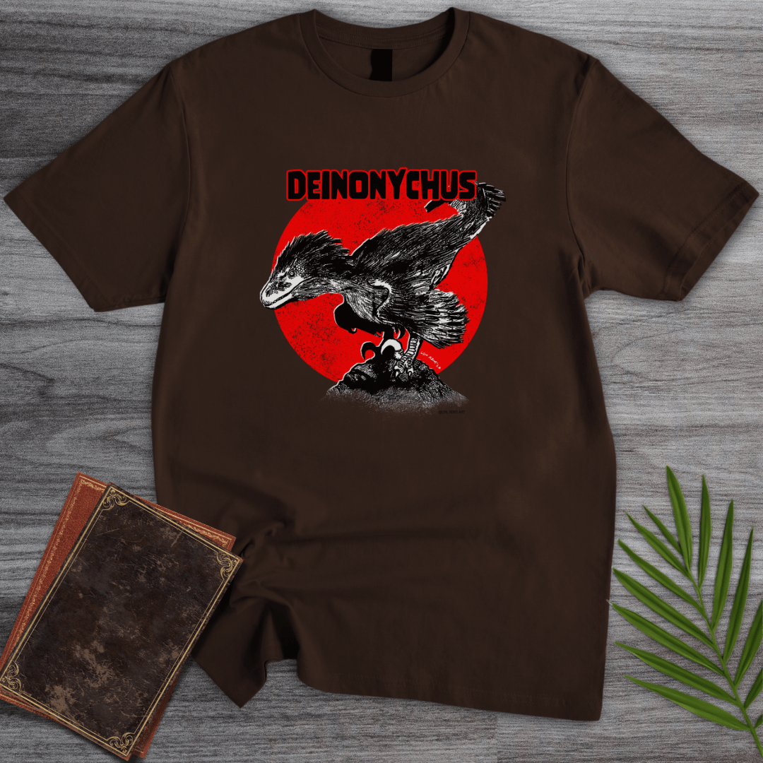 T-Shirt Dark Chocolate / S Deinonychus Swift Raptor T-Shirt (palaeoden_art)