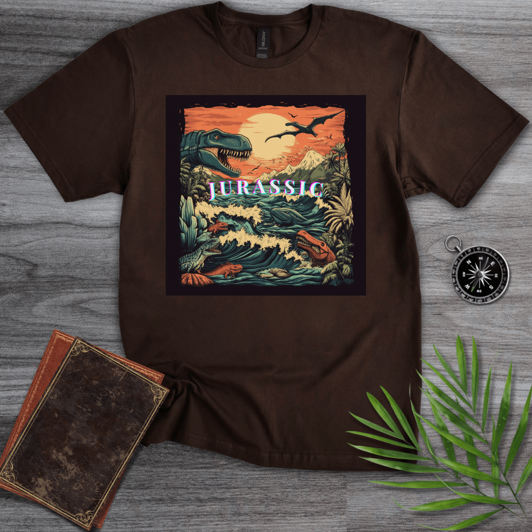 T-Shirt Dark Chocolate / S Epic Jurassic Dino Landscape T-Shirt