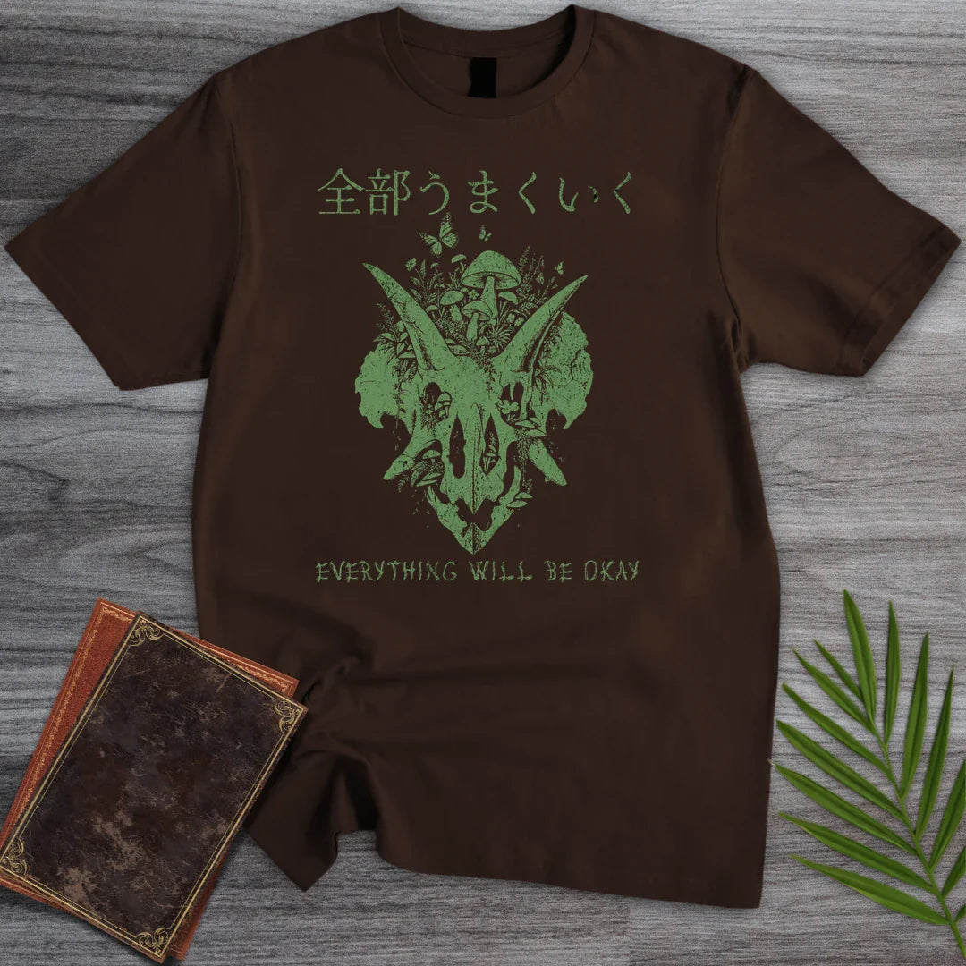 T-Shirt Dark Chocolate / S Everything Will Be Okay Triceratops T-Shirt